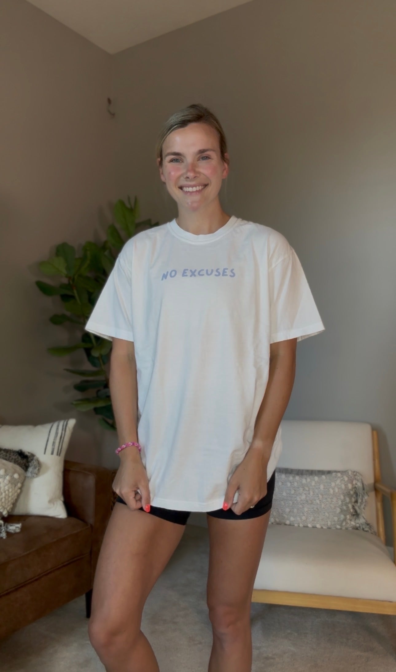 No Excuses Smiley T Shirt - White