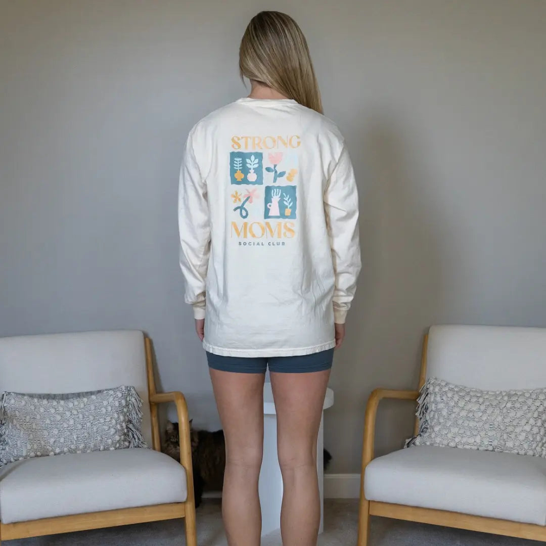 Strong Moms Social Club Long Sleeve - CREAM FLORAL Kelly Yager