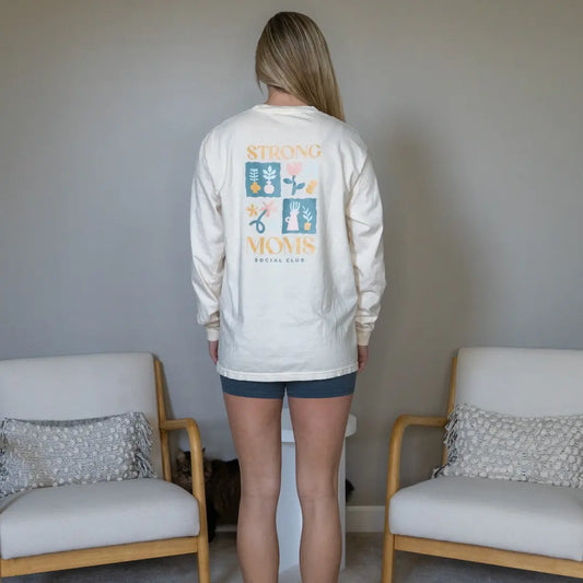 Strong Moms Social Club Long Sleeve - CREAM FLORAL Kelly Yager