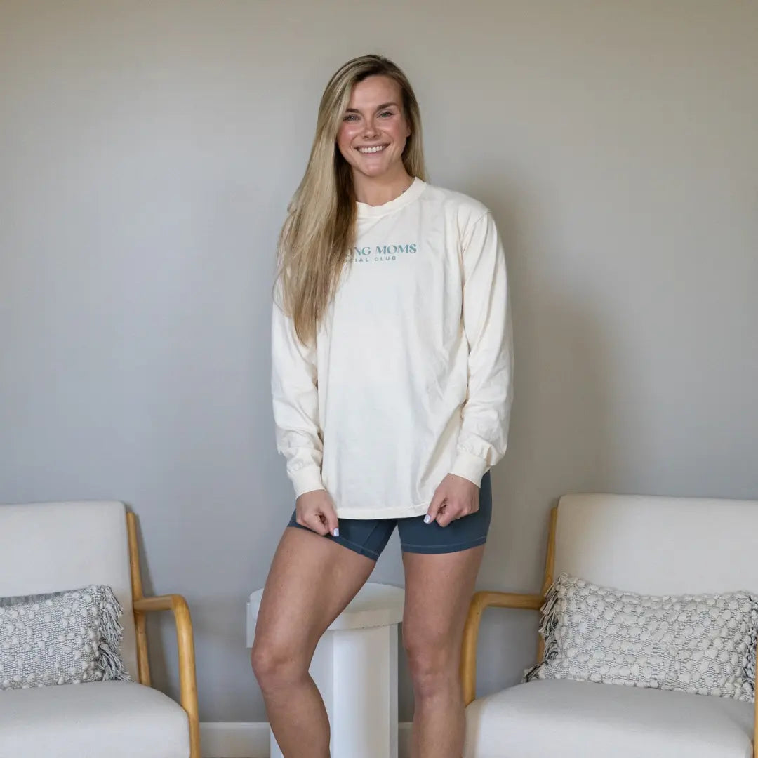 Strong Moms Social Club Long Sleeve - CREAM FLORAL Kelly Yager
